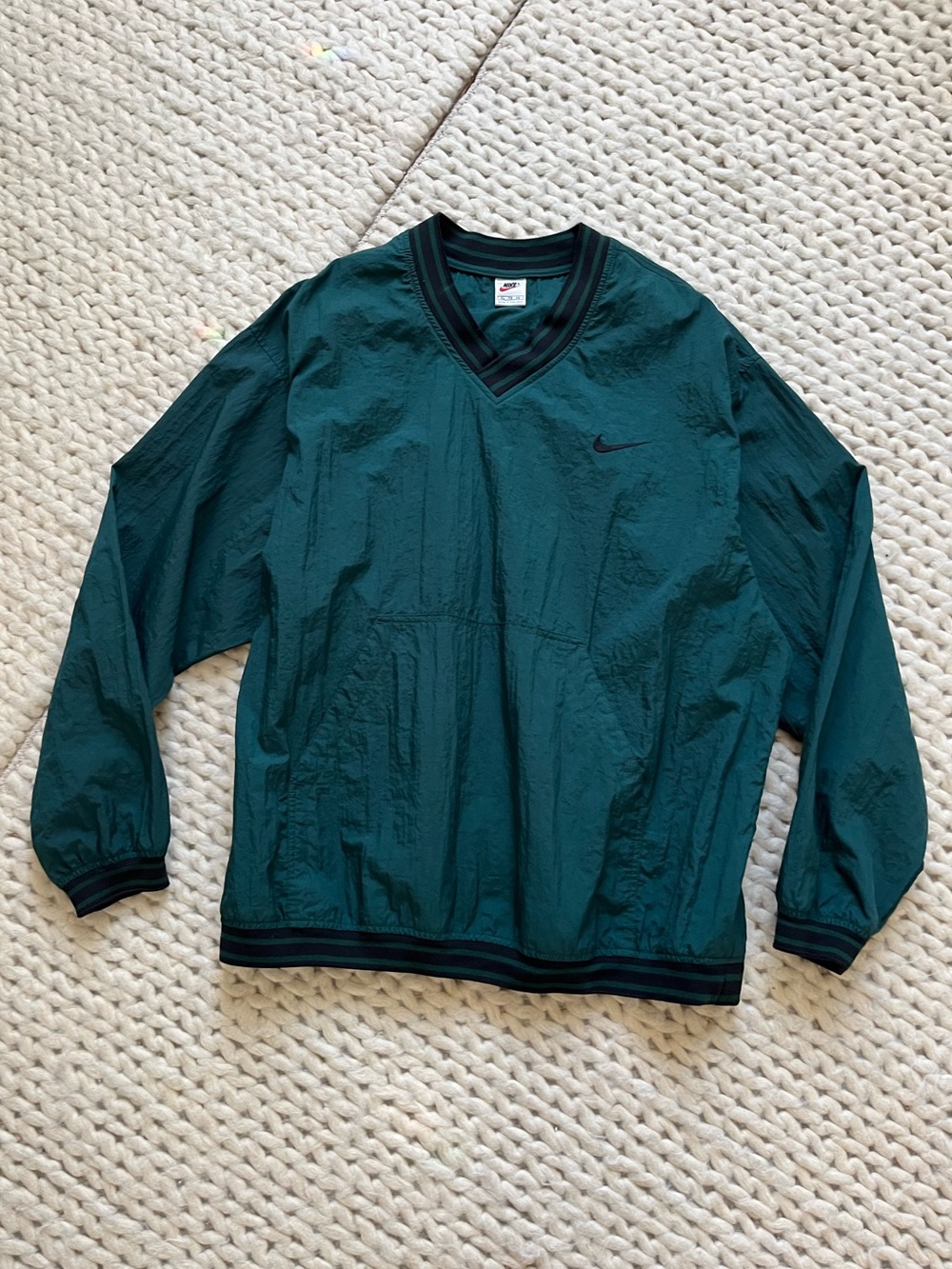 Vintage Nike V-Neck Pullover Dark Green | X-Large